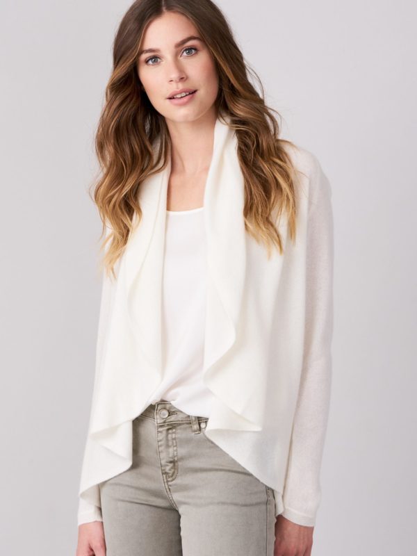 Open cashmere cardigan met sjaalkraag bestellen via fashionciao