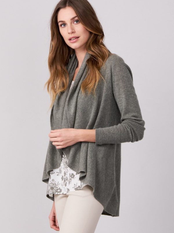 Open cashmere cardigan met sjaalkraag bestellen via fashionciao