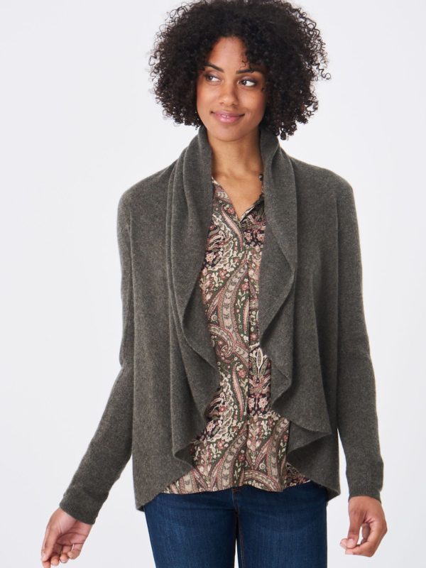 Open cashmere cardigan met sjaalkraag bestellen via fashionciao