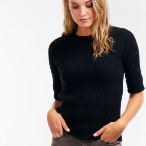 Geribde cashmere trui met korte mouw bestellen via fashionciao