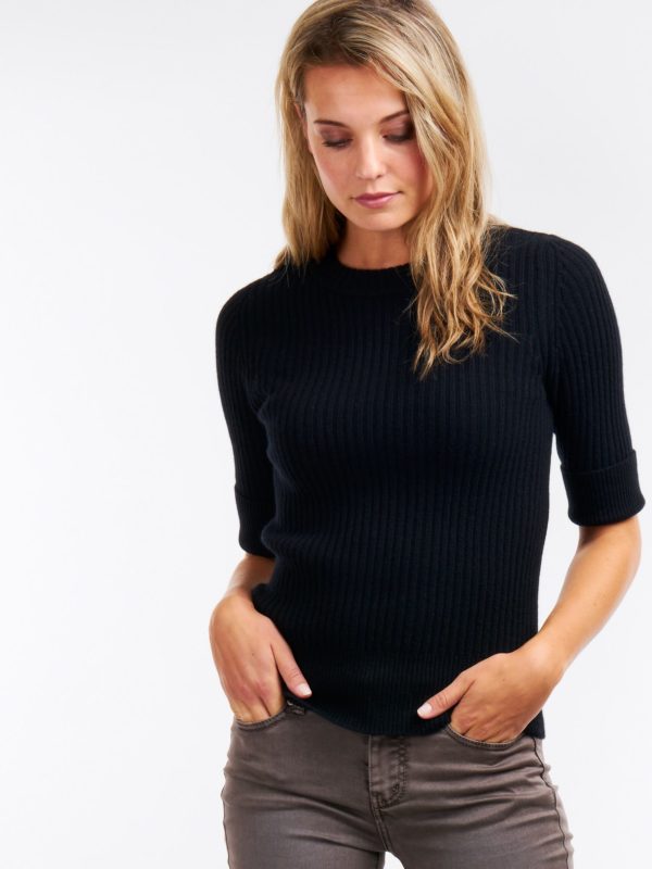 Geribde cashmere trui met korte mouw bestellen via fashionciao