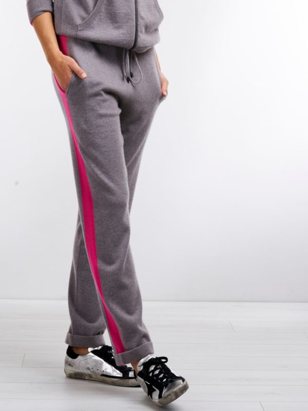 Sportieve cashmere joggingbroek met streep bestellen via fashionciao