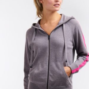 Gebreide cashmere hoodie vest met rits bestellen via fashionciao