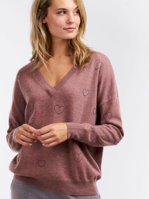 Cashmere sweater geborduurd met hartjes bestellen via fashionciao