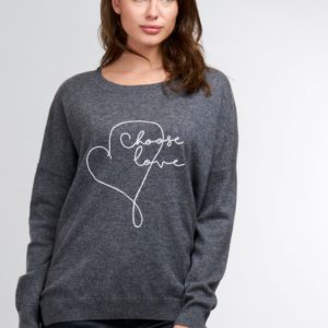 Cashmere trui met geborduurd hart en ingebreide tekst bestellen via fashionciao