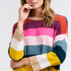 Sweater met gekleurde strepen van cashmere bestellen via fashionciao