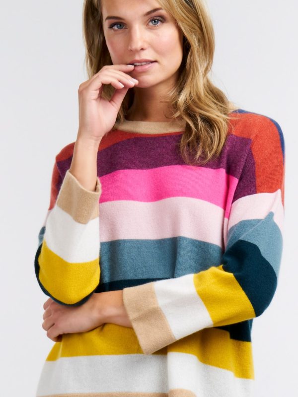 Sweater met gekleurde strepen van cashmere bestellen via fashionciao