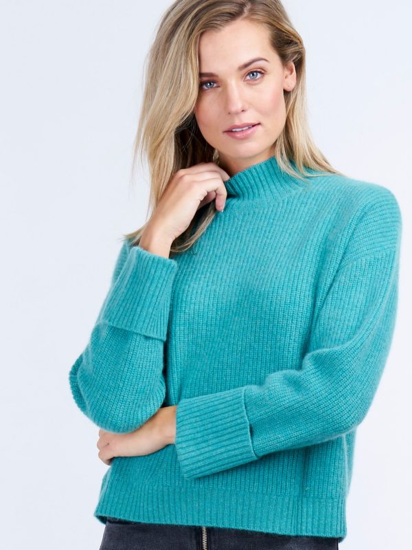 Geribde sweater met opstaande kraag van cashmere bestellen via fashionciao