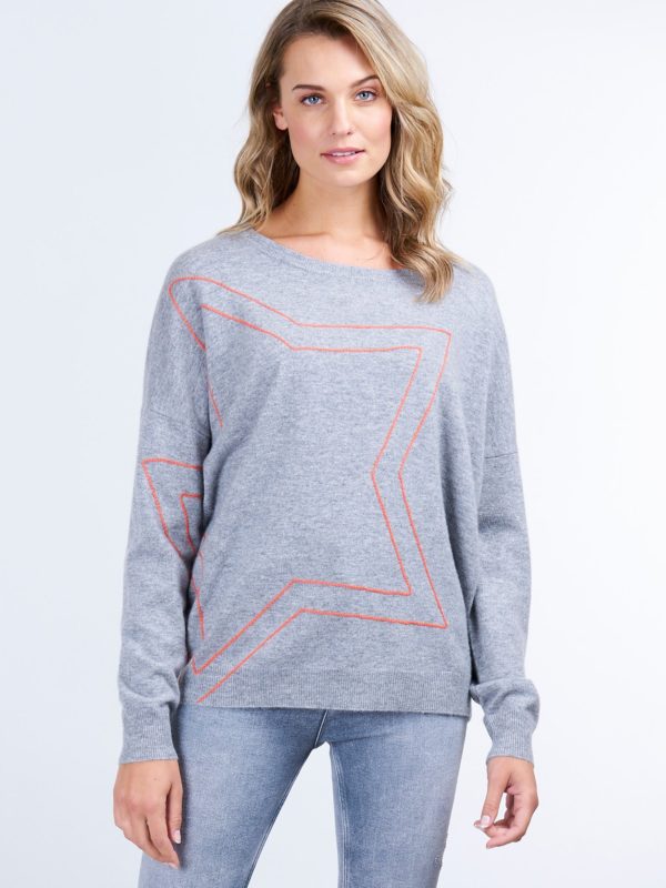 Cashmere sweater met grote geborduurde ster bestellen via fashionciao