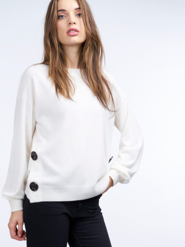 Cashmere sweater met knopen opzij bestellen via fashionciao