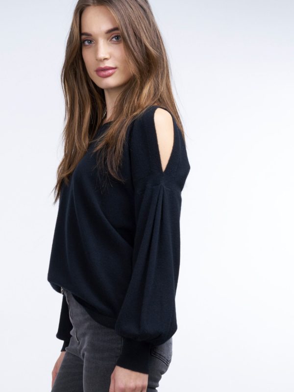 Cashmere trui met blote schouders bestellen via fashionciao