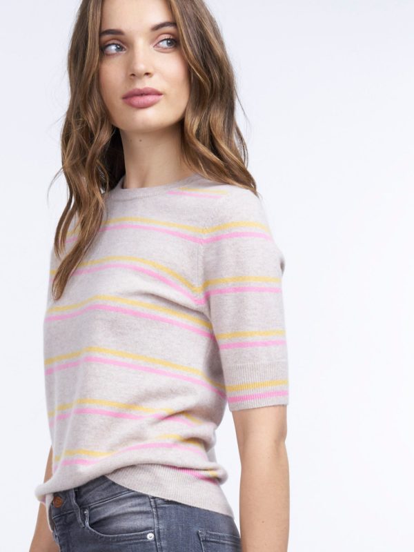 Gestreepte cashmere trui met korte mouwen bestellen via fashionciao