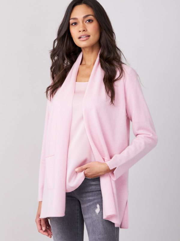 Open cashmere vest met sjaalkraag en zakken bestellen via fashionciao