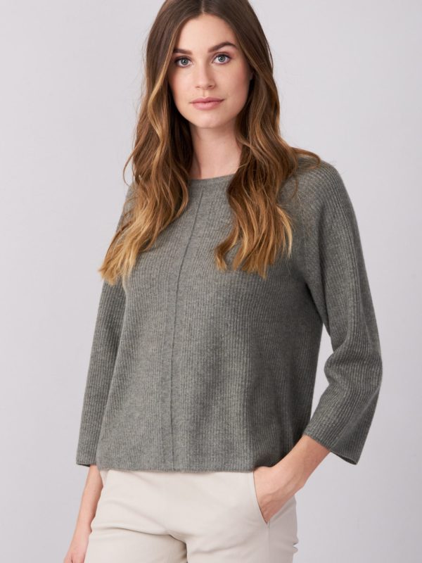 Loose fit cashmere trui met ribtextuur bestellen via fashionciao