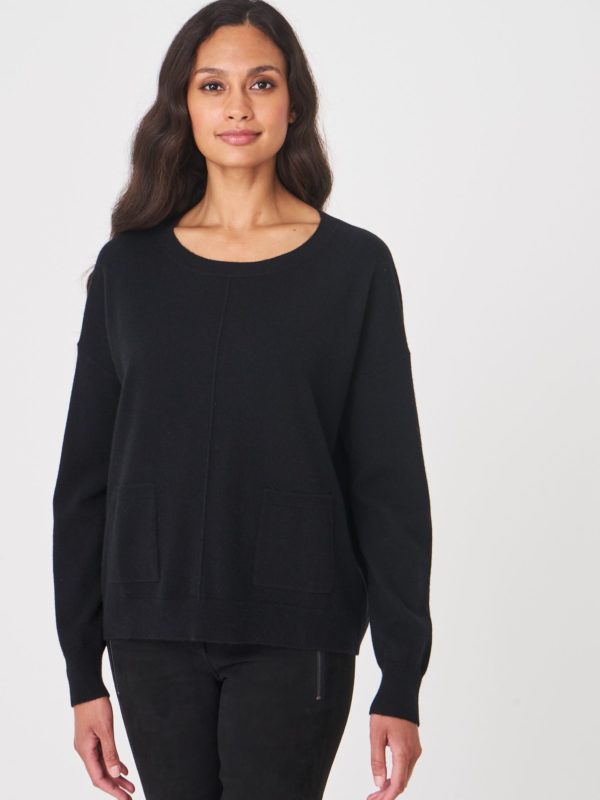 Fijn gebreide cashmere trui met zakken bestellen via fashionciao