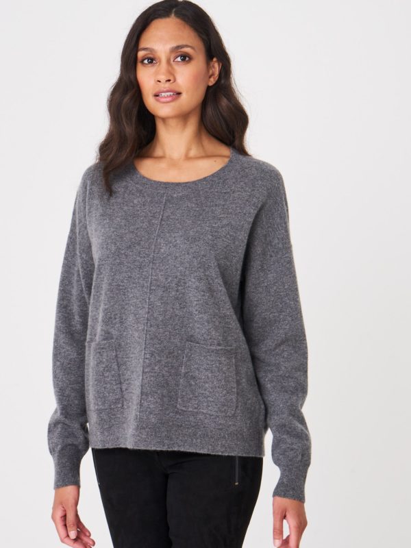 Fijn gebreide cashmere trui met zakken bestellen via fashionciao