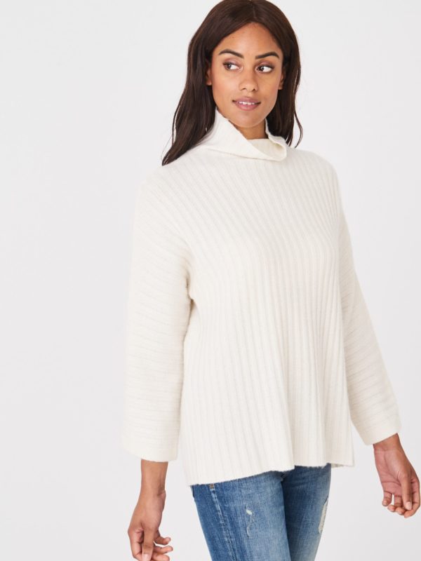 Geribde cashmere trui met opstaande kraag bestellen via fashionciao