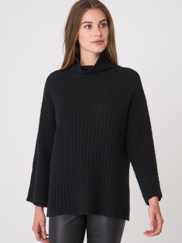 Geribde cashmere trui met opstaande kraag bestellen via fashionciao