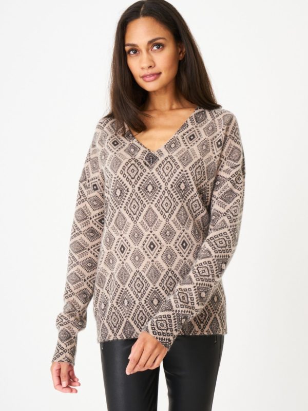 Pullover met Aztekenprint en V-hals bestellen via fashionciao