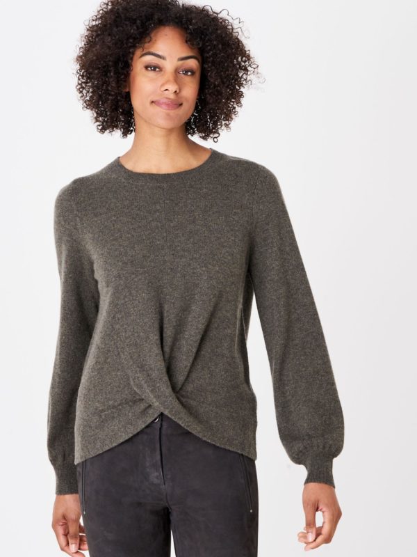 Cashmere trui met knoop aan de zoom bestellen via fashionciao