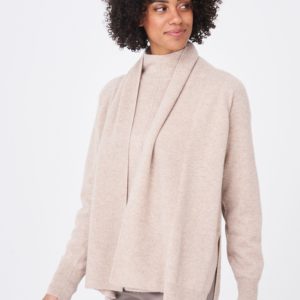 Cashmere vest met geribde sjaalkraag bestellen via fashionciao