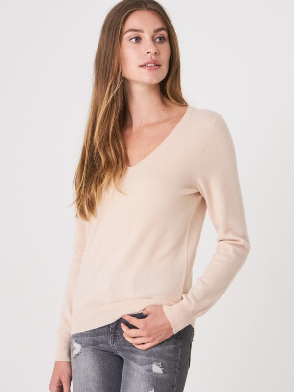 Cashmere trui met V-hals van organisch cashmere bestellen via fashionciao