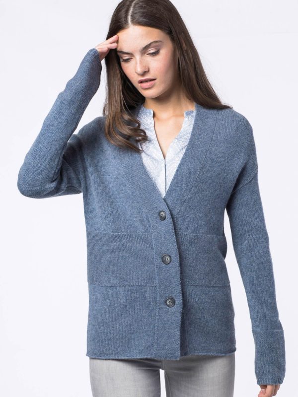 Cardigan met textuur en V-hals bestellen via fashionciao