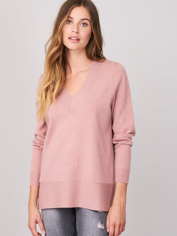 Trui met V-hals van cashmere melange bestellen via fashionciao