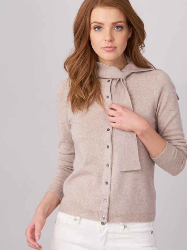 Vest van cashmere-zijde-mix met strik aan de hals bestellen via fashionciao