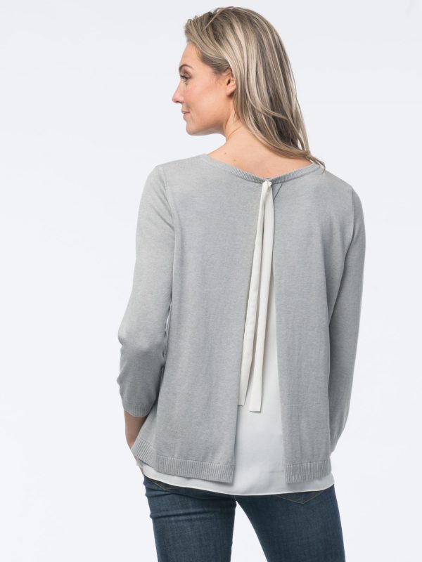 2-in-1 trui met strik en split aan de achterkant bestellen via fashionciao