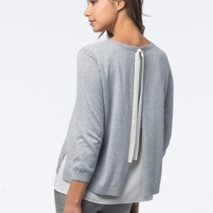 2-in-1 trui met strik en split aan de achterkant bestellen via fashionciao