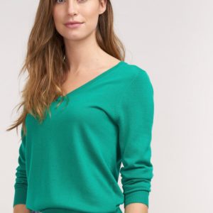 Basic sweater met V-hals van katoenmix bestellen via fashionciao