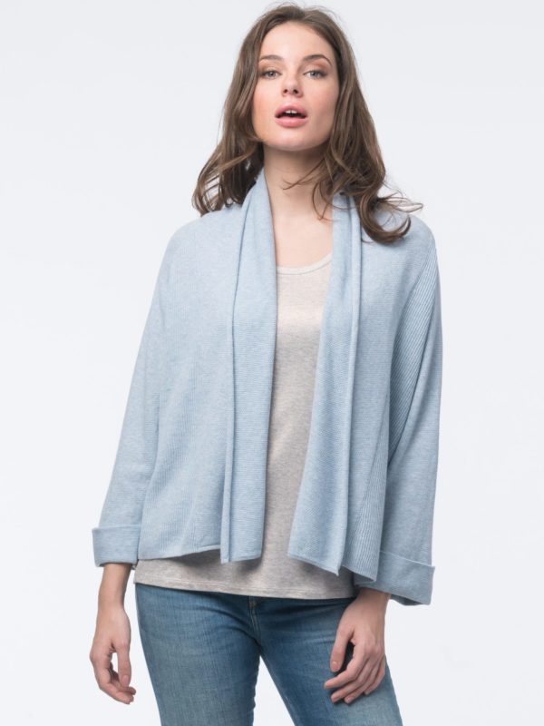 Kort katoenen cardigan met sjaalkraag bestellen via fashionciao