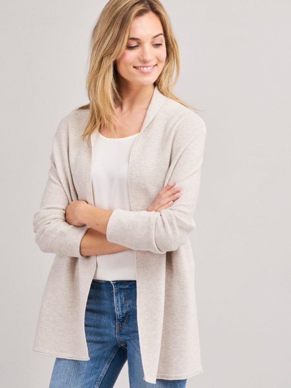 Geribde open cardigan van katoen-mix bestellen via fashionciao