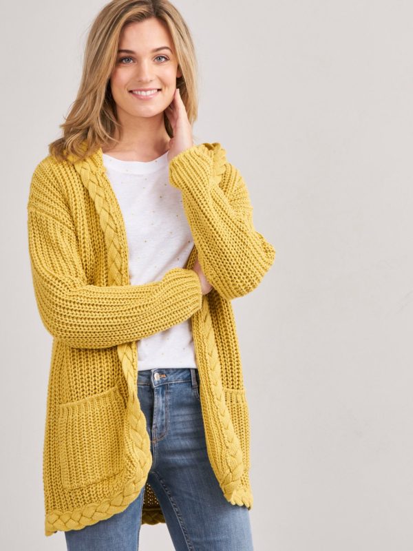 Grof gebreide geribde cardigan met capuchon bestellen via fashionciao