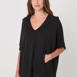 Poncho met capuchon van katoen melange bestellen via fashionciao