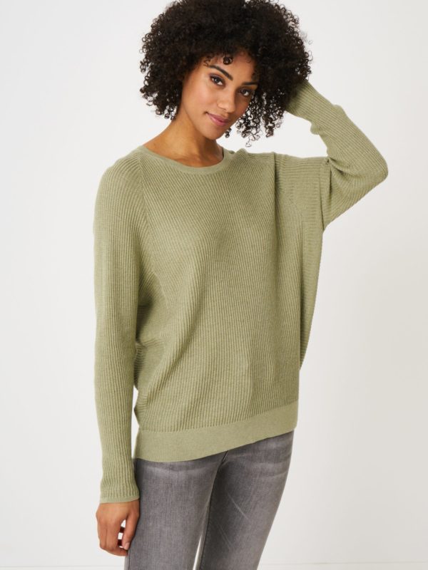 Oversized ribgebreid cashmere melange trui bestellen via fashionciao