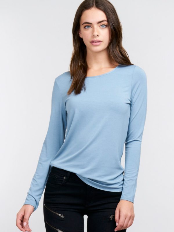 T-shirt met lange mouwen en ronde hals in zijde bestellen via fashionciao