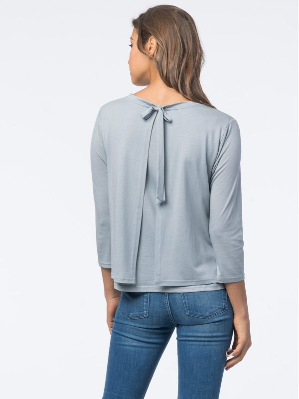 2-in-1 shirt met split en strik op de rugzijde bestellen via fashionciao