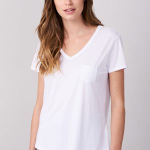 T-shirt met V-hals en borstzakje bestellen via fashionciao