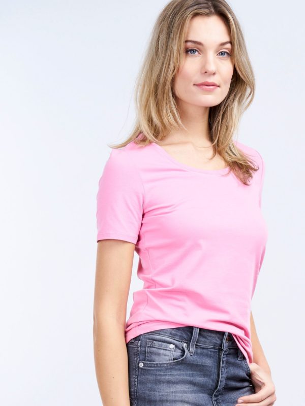Basic dames T-shirt met ronde hals bestellen via fashionciao