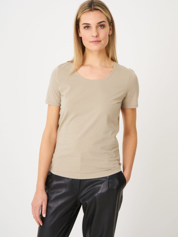 Basic katoenen T-shirt met ronde hals bestellen via fashionciao
