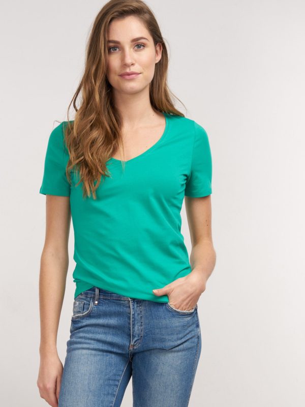 Basic katoenen T-shirt met V-hals bestellen via fashionciao