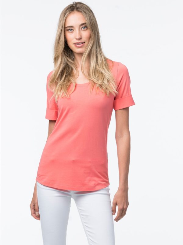 Dames T-shirt met opgerolde mouwen bestellen via fashionciao