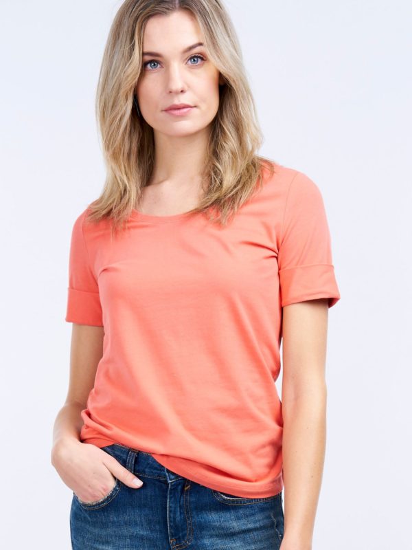 Dames T-shirt met opgerolde mouwen bestellen via fashionciao