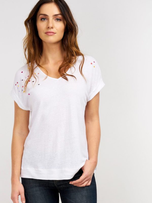 T-shirt met geborduurde hartjes bestellen via fashionciao
