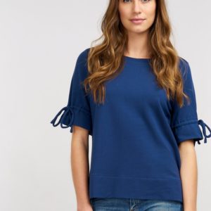 T-shirt van sweatshirtstof met trekkoord aan de mouw bestellen via fashionciao