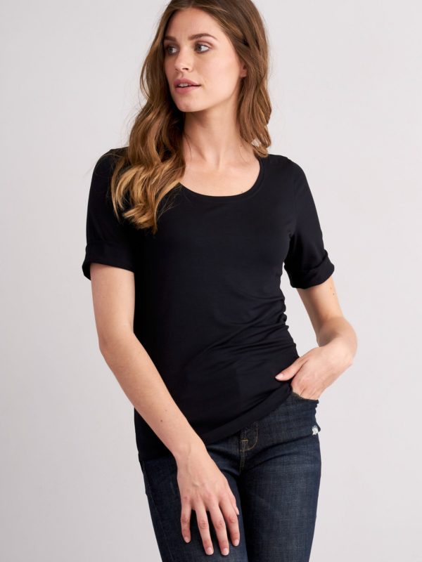 Dames T-shirt met opgerolde mouwen bestellen via fashionciao