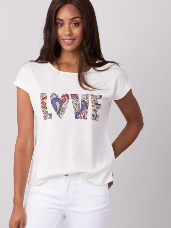 T-Shirt met LOVE opschrift in paisley-motief bestellen via fashionciao