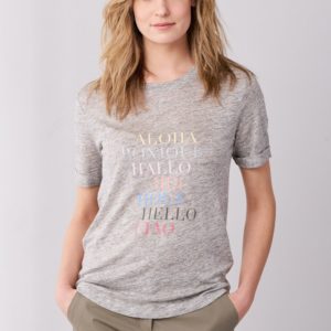 Bedrukt linnen T-shirt met opschrift bestellen via fashionciao